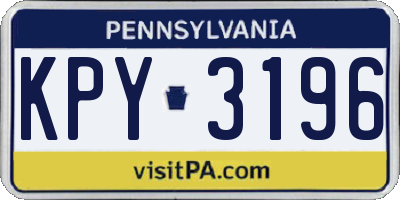 PA license plate KPY3196