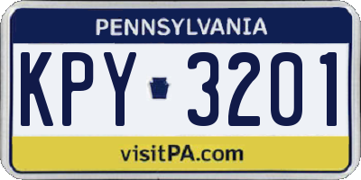 PA license plate KPY3201