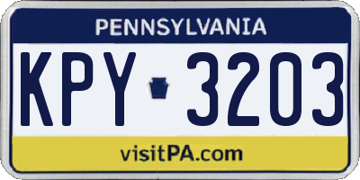 PA license plate KPY3203