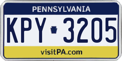 PA license plate KPY3205
