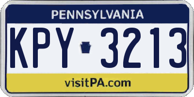 PA license plate KPY3213
