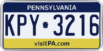PA license plate KPY3216