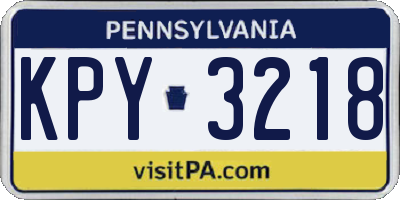 PA license plate KPY3218