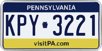 PA license plate KPY3221