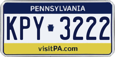 PA license plate KPY3222