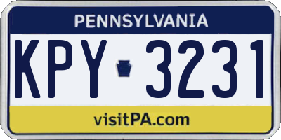 PA license plate KPY3231