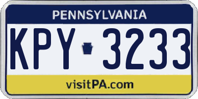 PA license plate KPY3233