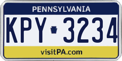 PA license plate KPY3234