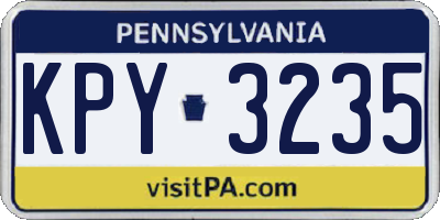 PA license plate KPY3235