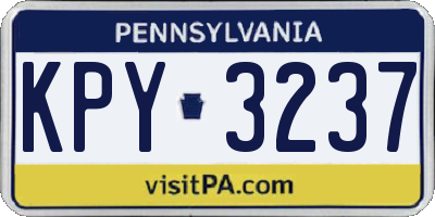PA license plate KPY3237
