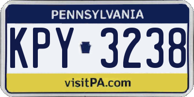 PA license plate KPY3238