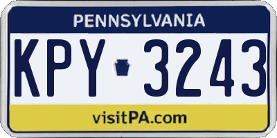 PA license plate KPY3243