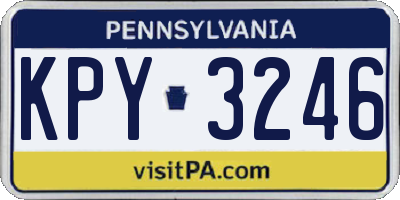 PA license plate KPY3246