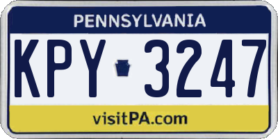 PA license plate KPY3247