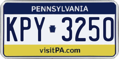 PA license plate KPY3250