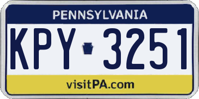 PA license plate KPY3251