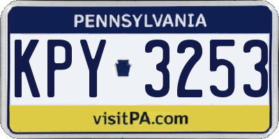 PA license plate KPY3253