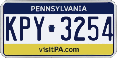 PA license plate KPY3254