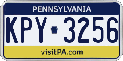 PA license plate KPY3256