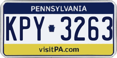 PA license plate KPY3263