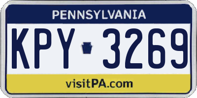 PA license plate KPY3269