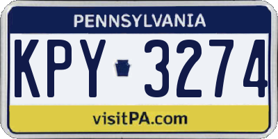PA license plate KPY3274