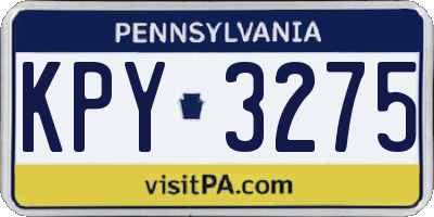 PA license plate KPY3275