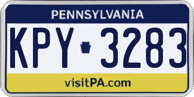 PA license plate KPY3283