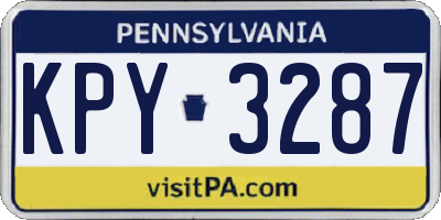 PA license plate KPY3287