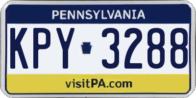 PA license plate KPY3288