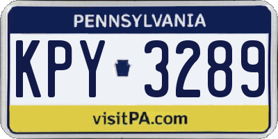 PA license plate KPY3289