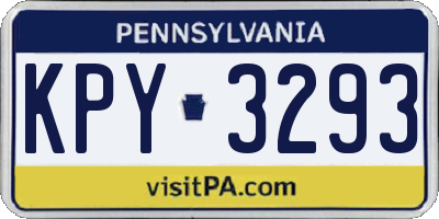 PA license plate KPY3293