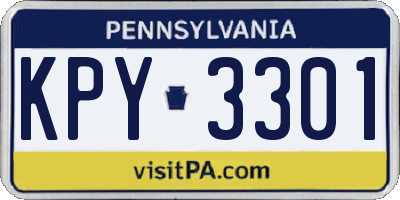PA license plate KPY3301
