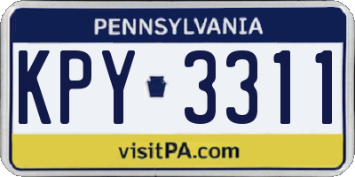 PA license plate KPY3311