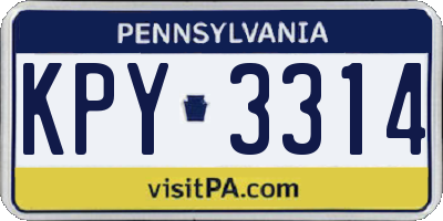 PA license plate KPY3314