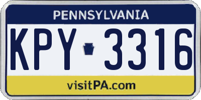 PA license plate KPY3316
