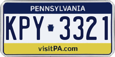 PA license plate KPY3321