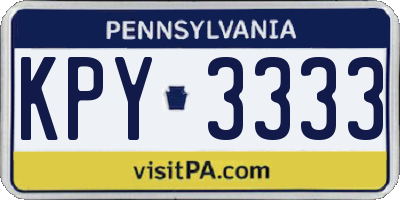 PA license plate KPY3333