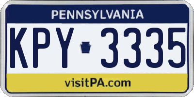 PA license plate KPY3335