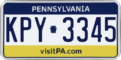 PA license plate KPY3345