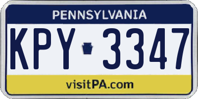 PA license plate KPY3347