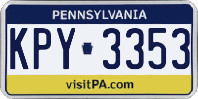 PA license plate KPY3353