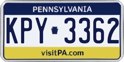 PA license plate KPY3362