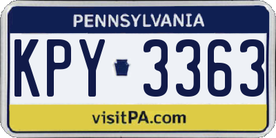 PA license plate KPY3363