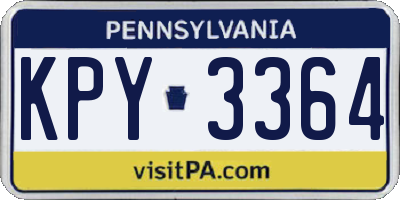 PA license plate KPY3364
