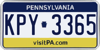 PA license plate KPY3365