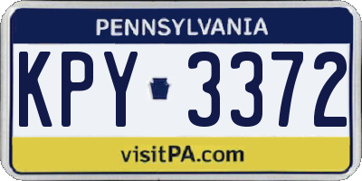 PA license plate KPY3372