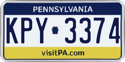 PA license plate KPY3374
