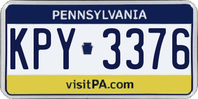 PA license plate KPY3376