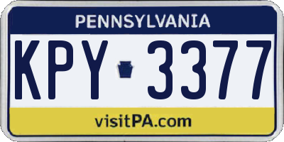 PA license plate KPY3377